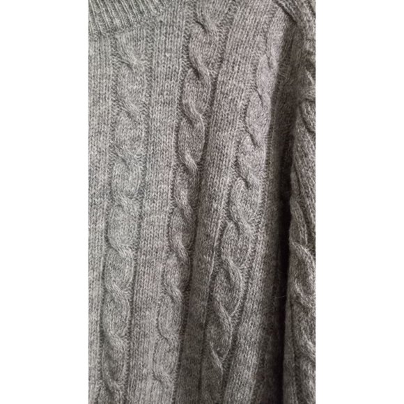 Bowen & Wright XL Grey Shetland Wool Cable Knit Nautical Fisher Outdoor Sweater - Picture 3 of 4